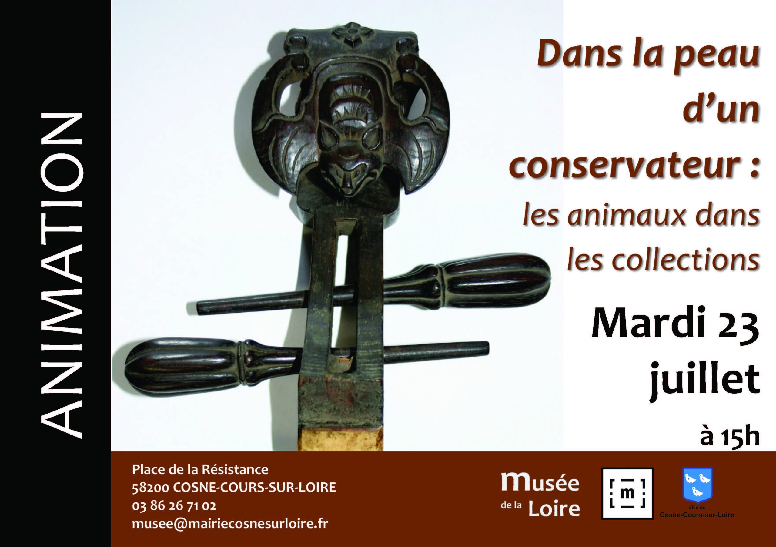 Animation Dans la peau d'un conservateur Mardi 23 juillet 2024 à 15h au Musée de la Loire de Cosne-Cours-sur-Loire