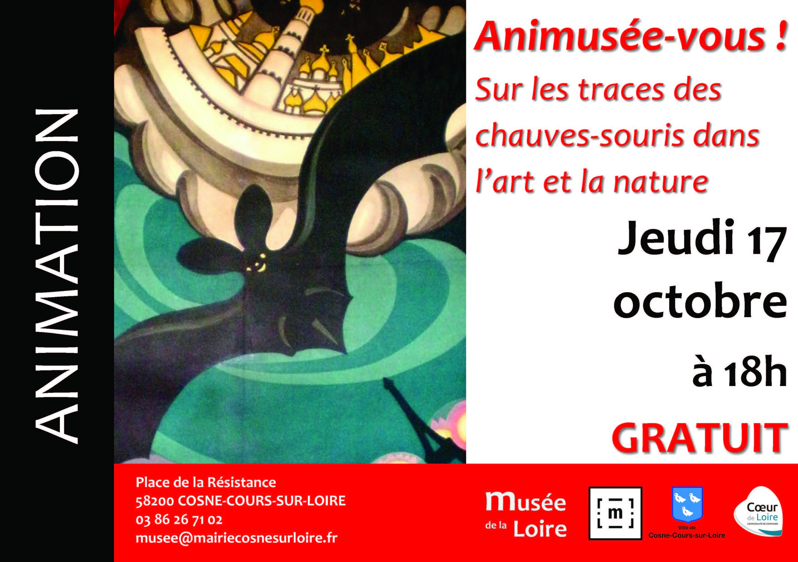 Animusée-vous les chauves-souris dans l'art et la nature au Musée de la Loire de Cosne-Cours-sur-Loire jeudi 17 octobre 2024 à 18h