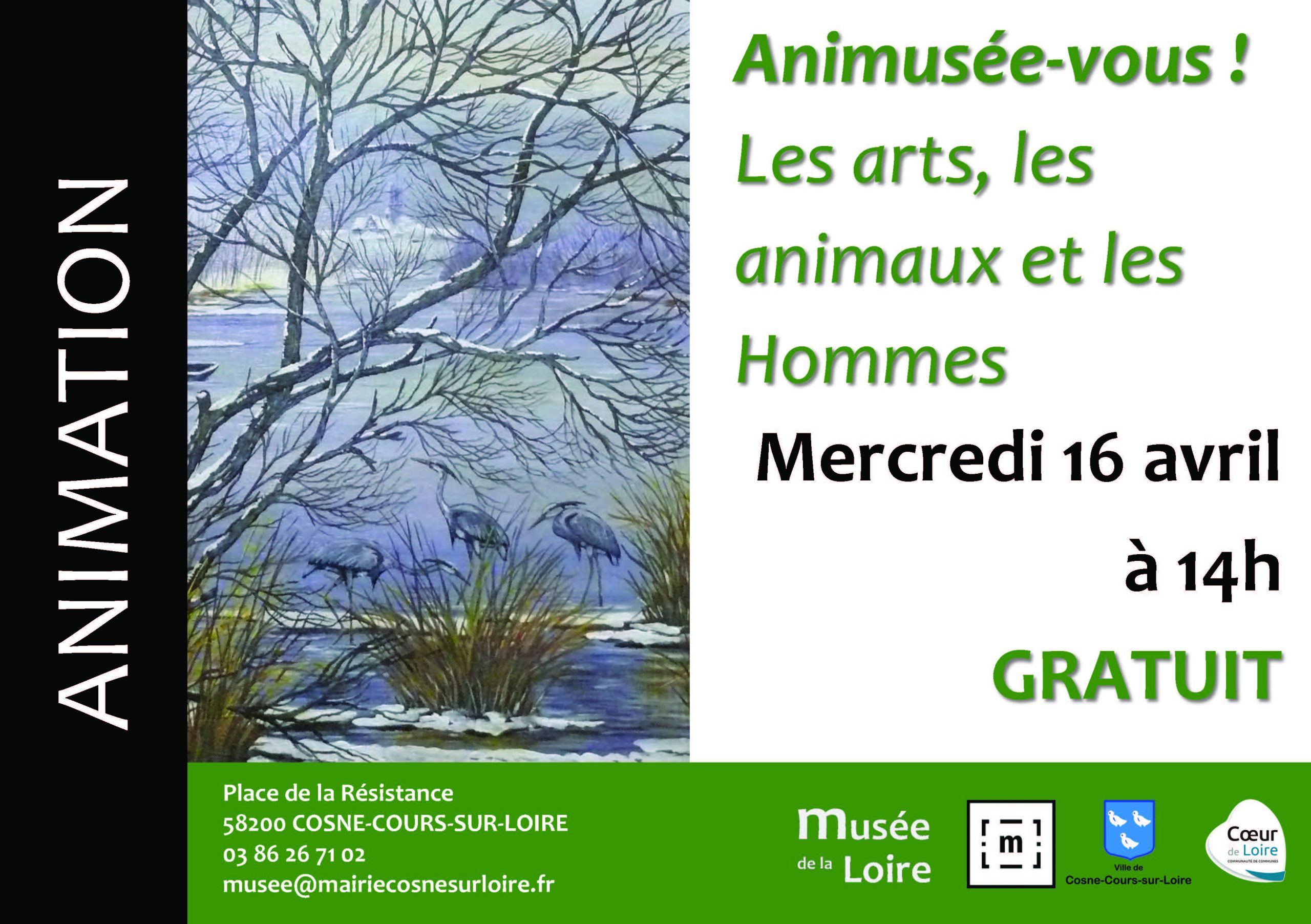 Animation Animusée-vous, les arts, les animaux et les Hommes Mercredi 16 avril 2025 à 14h au Musée de la Loire de Cosne-Cours-sur-Loire GRATUIT