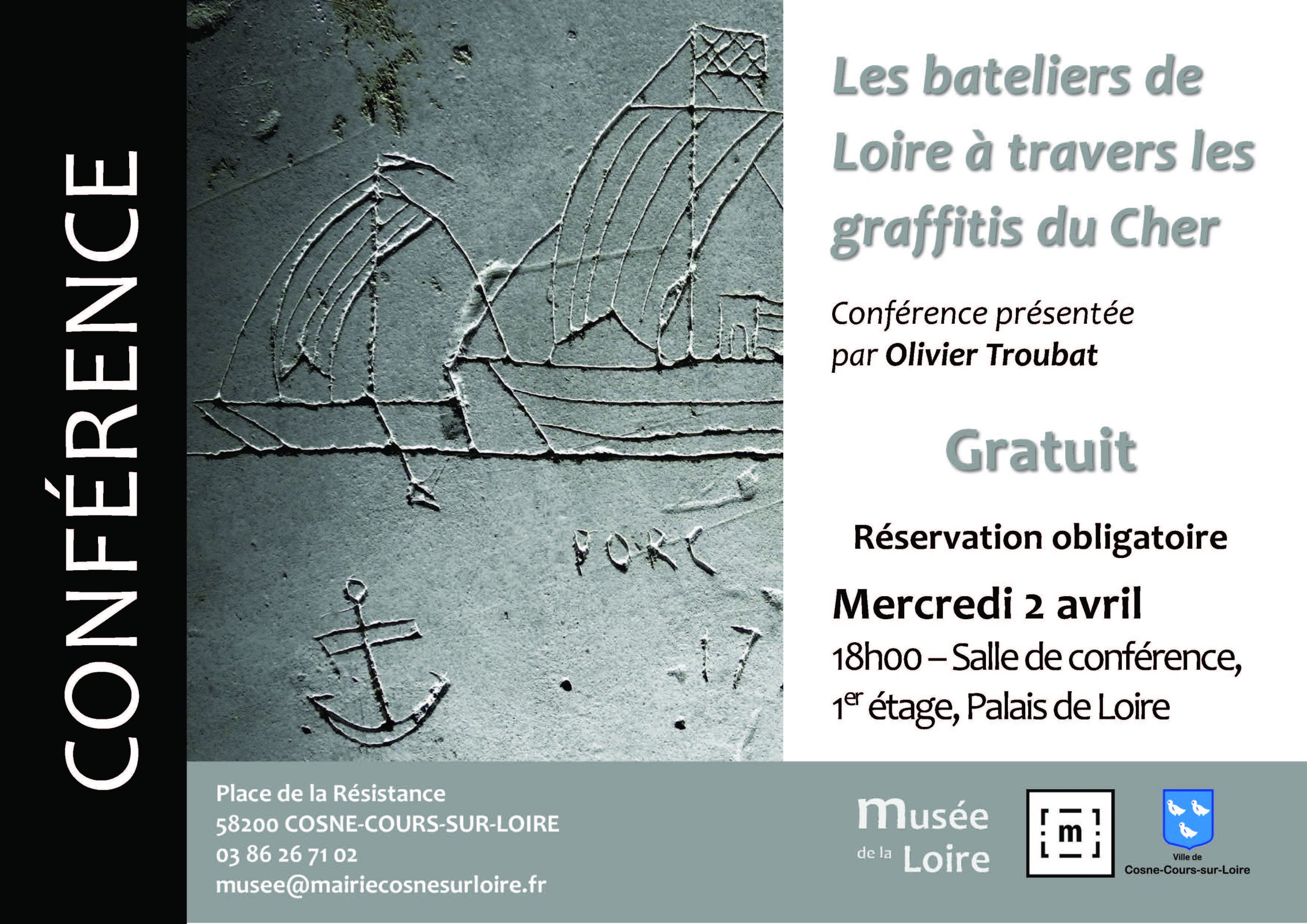 Conférence Les bateliers de la Loire à travers les graffitis du Cher organisé par le Musée de la Loire de Cosne-Cours-sur-Loire Mercredi 2 avril 2025 à 18h au Palais de Loire GRATUIT