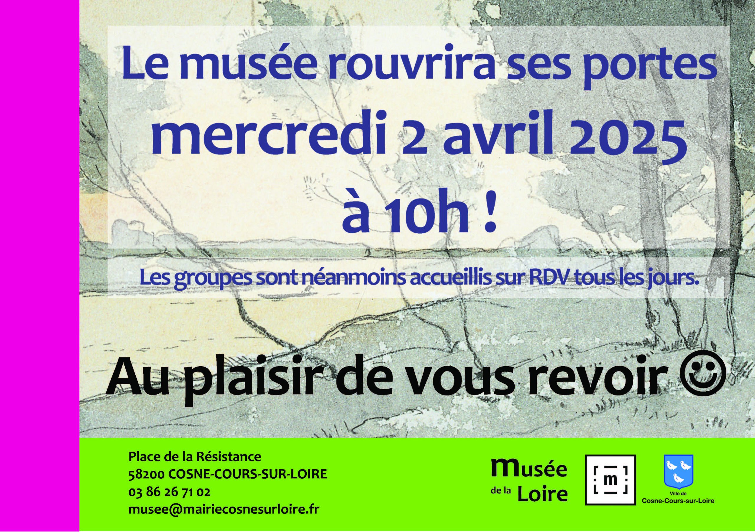 Réouverture du musée de la Loire de Cosne-Cours-sur-Loire le mercredi 2 avril 2025 à 10h